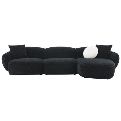 ACME Furniture - Lucifer - Sectional Sofa w/3 Pillows - Black & White Shimmer Chenille - LV03525A view 2