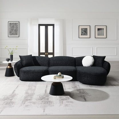 ACME Furniture - Lucifer - Sectional Sofa w/3 Pillows - Black & White Shimmer Chenille - LV03525A view 6