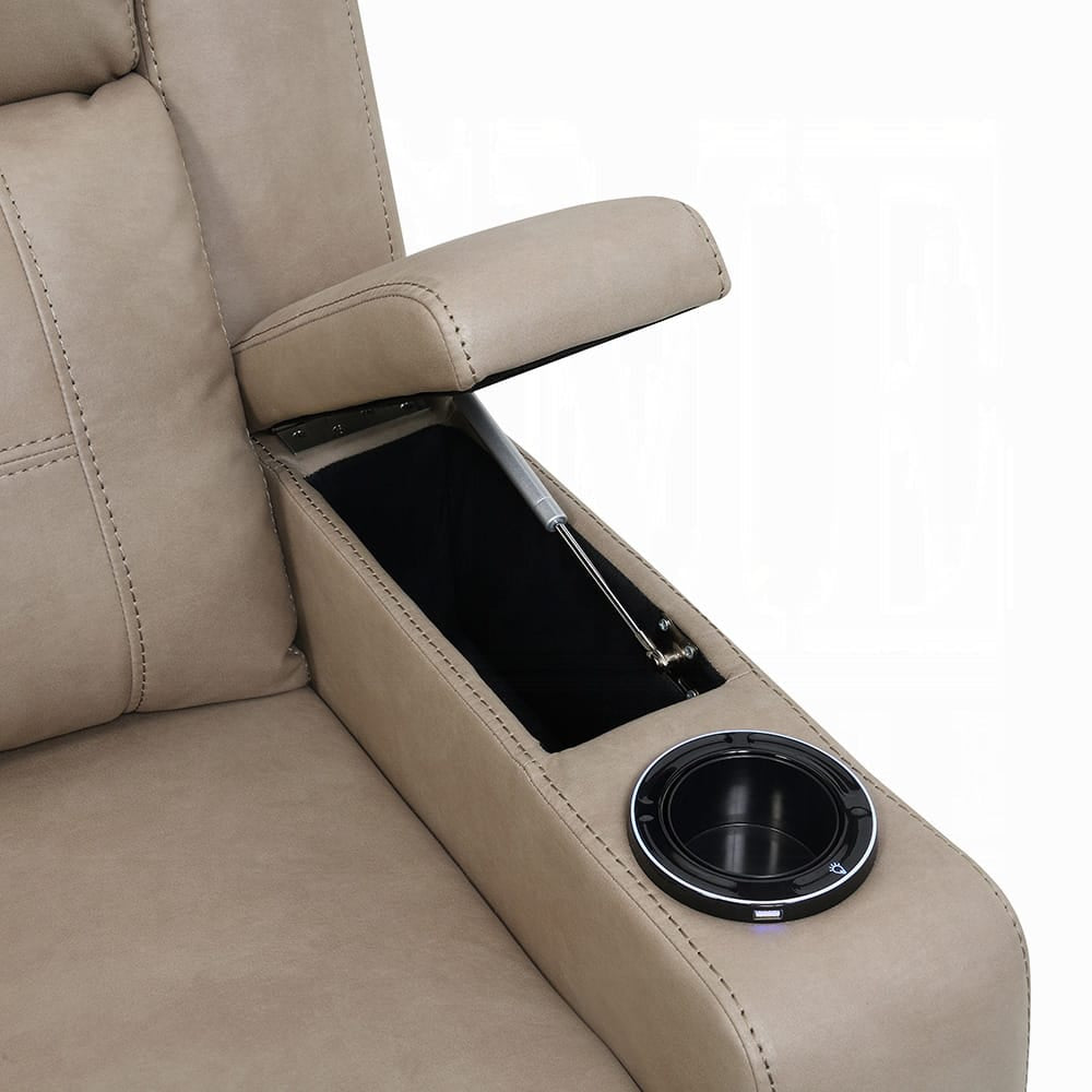 ACME Furniture - Lugo - Power Motion Recliner w/Cup Holder - Camel Leather Aire - LV02832 view 8