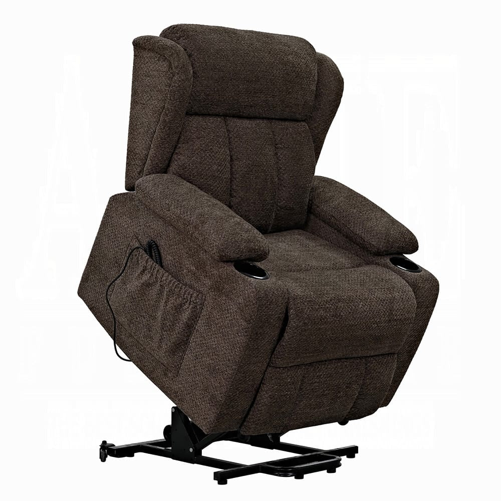 ACME Furniture - Lusio - Power Motion Recliner w/Lift & Cup Holder - Brown Linen - LV02833 view 3