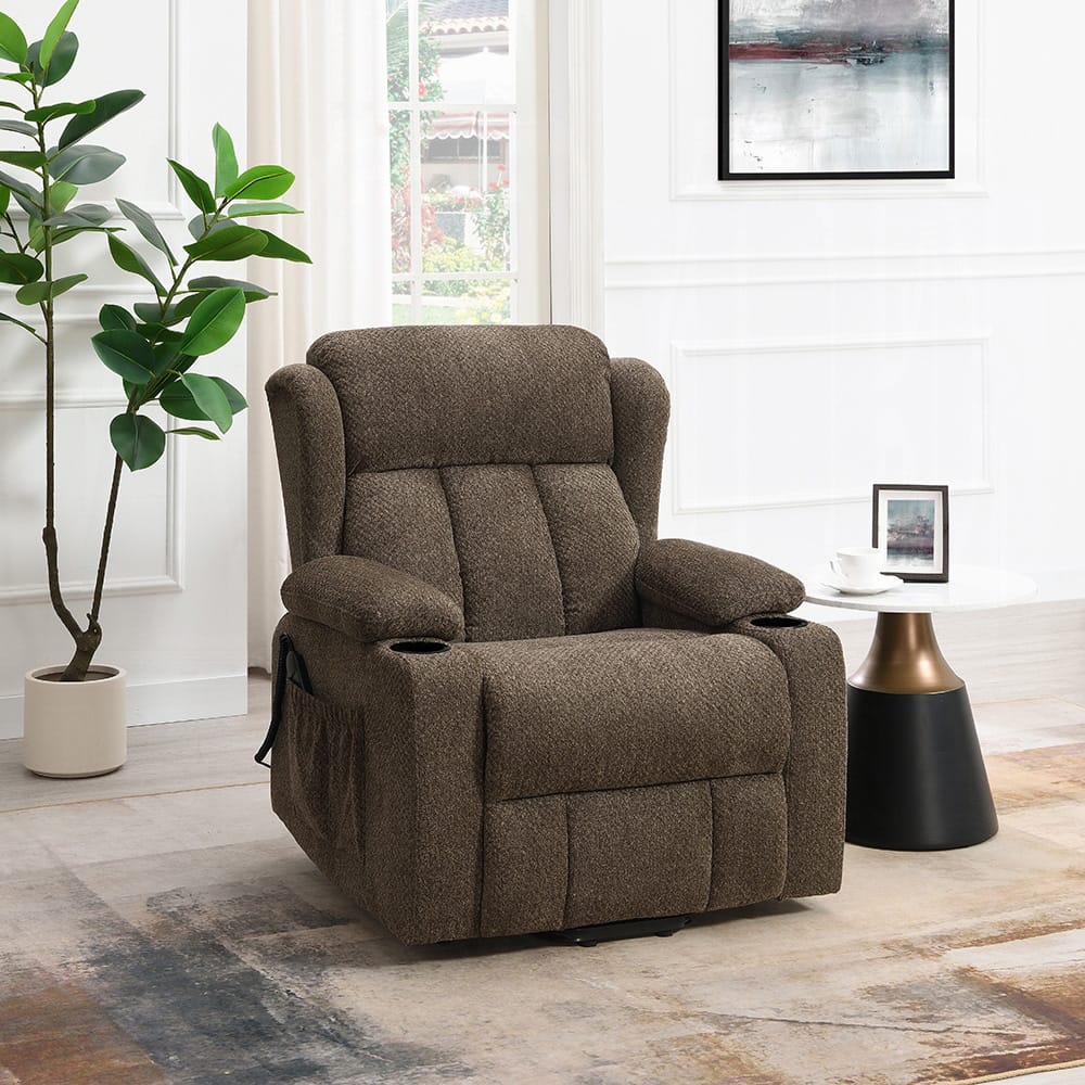 ACME Furniture - Lusio - Power Motion Recliner w/Lift & Cup Holder - Brown Linen - LV02833 view 7