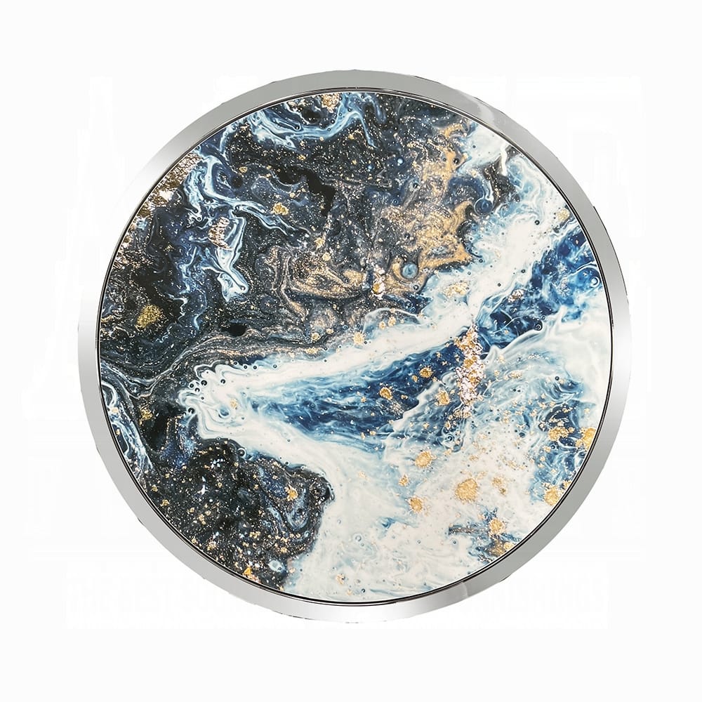 ACME Furniture - Lyda End Table - Blue Marble Print & Chrome - LV02096 view 2