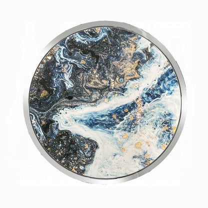 ACME Furniture - Lyda End Table - Blue Marble Print & Chrome - LV02096 view 2