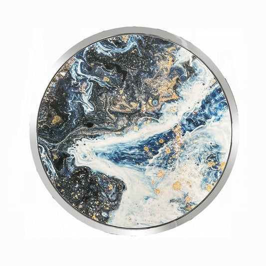 ACME Furniture - Lyda End Table - Blue Marble Print & Chrome - LV02096 view 2