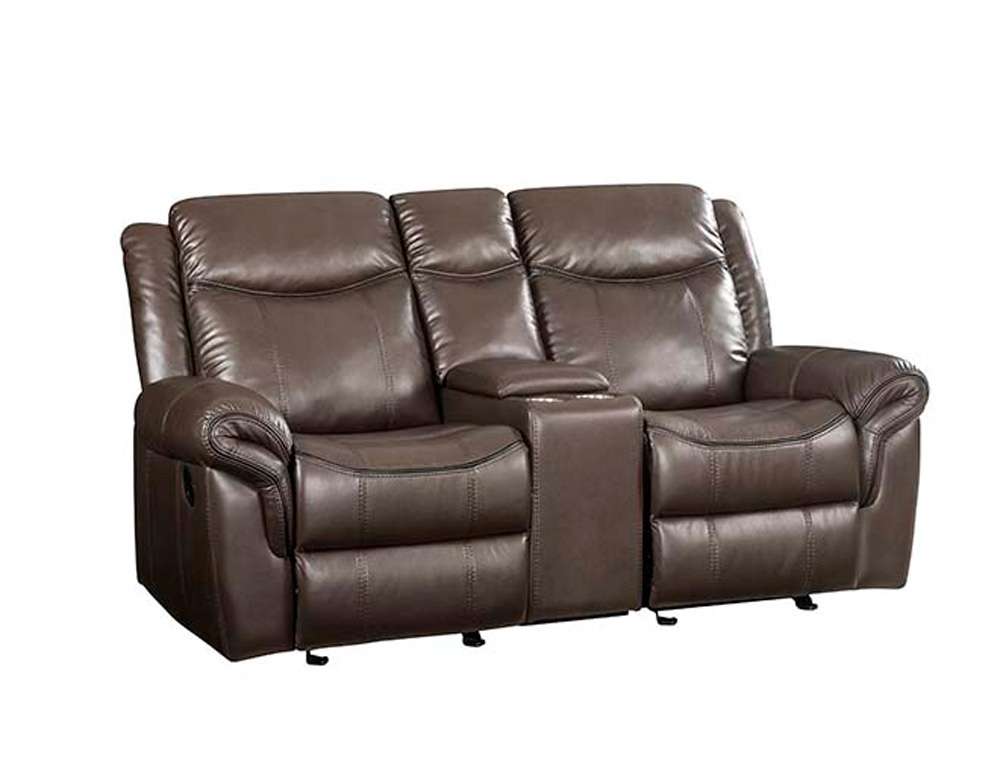 ACME Furniture - Lydia Motion Loveseat w/USB & Console - Brown Leather Aire - LV00655 veiw 1