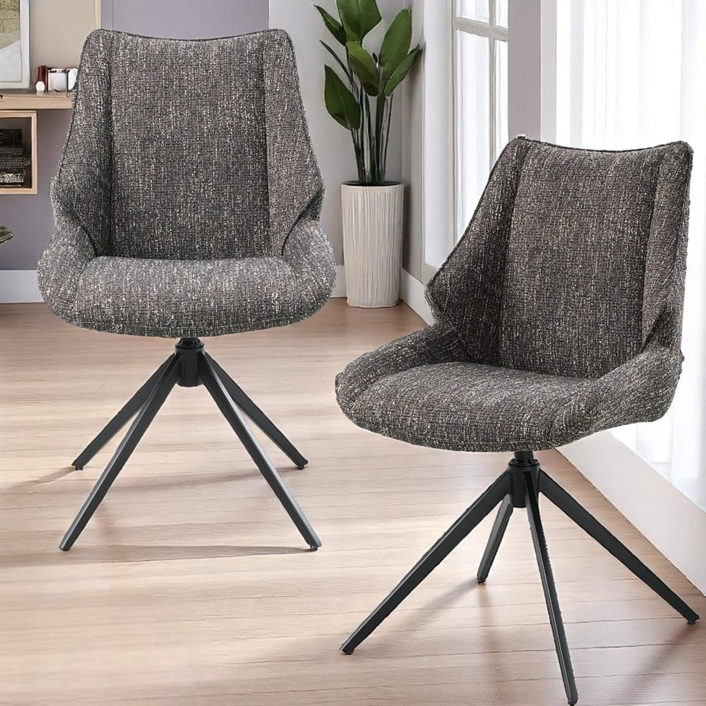 ACME Furniture - Malika - Side Chair wSwivel (Set of 2) - Brown Chenille - DN03596 view 7