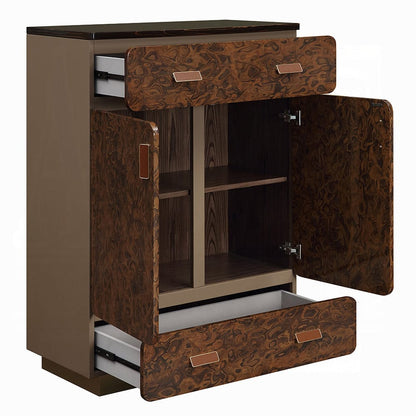 ACME Furniture - Marcelino - Chest - Brown & Beige Microfiber Leather & Glossy Coffee Wood Grain - BD20036 view 3