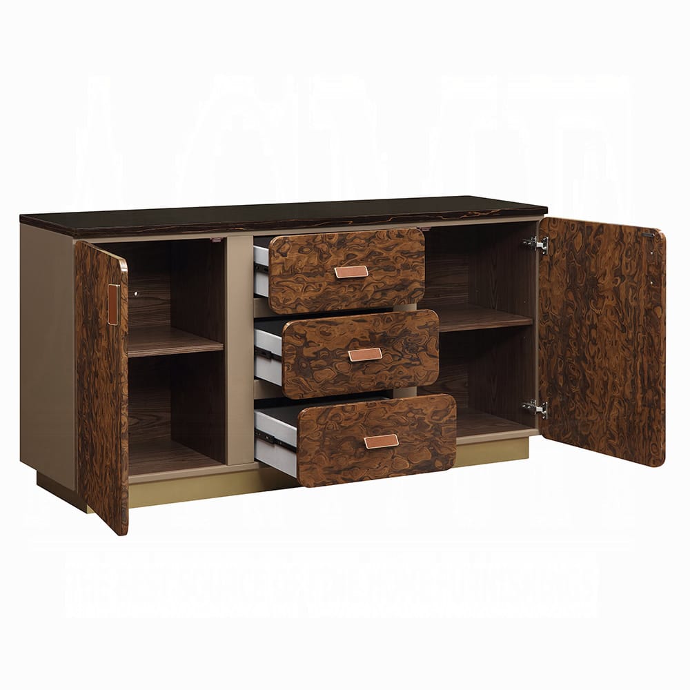 ACME Furniture - Marcelino - Dresser - Brown & Beige Microfiber Leather & Glossy Coffee Wood Grain - BD20035 view 3