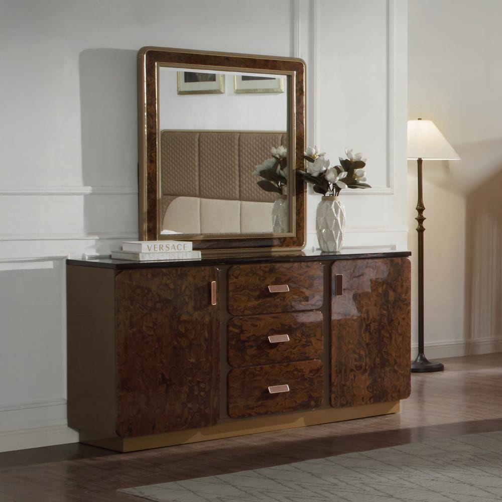 ACME Furniture - Marcelino - Dresser - Brown & Beige Microfiber Leather & Glossy Coffee Wood Grain - BD20035 view 5