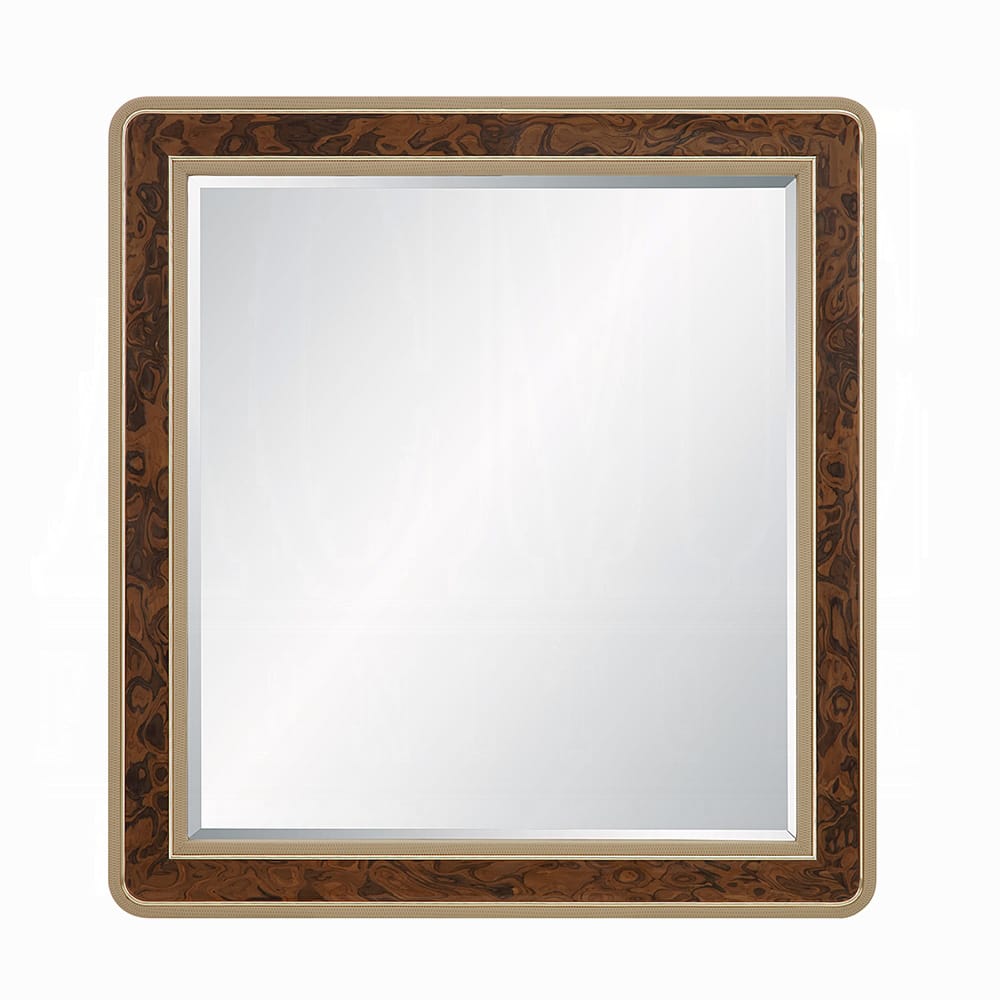 ACME Furniture - Marcelino - Mirror - Brown & Beige Microfiber Leather & Glossy Coffee Wood Grain - BD20034 view 1