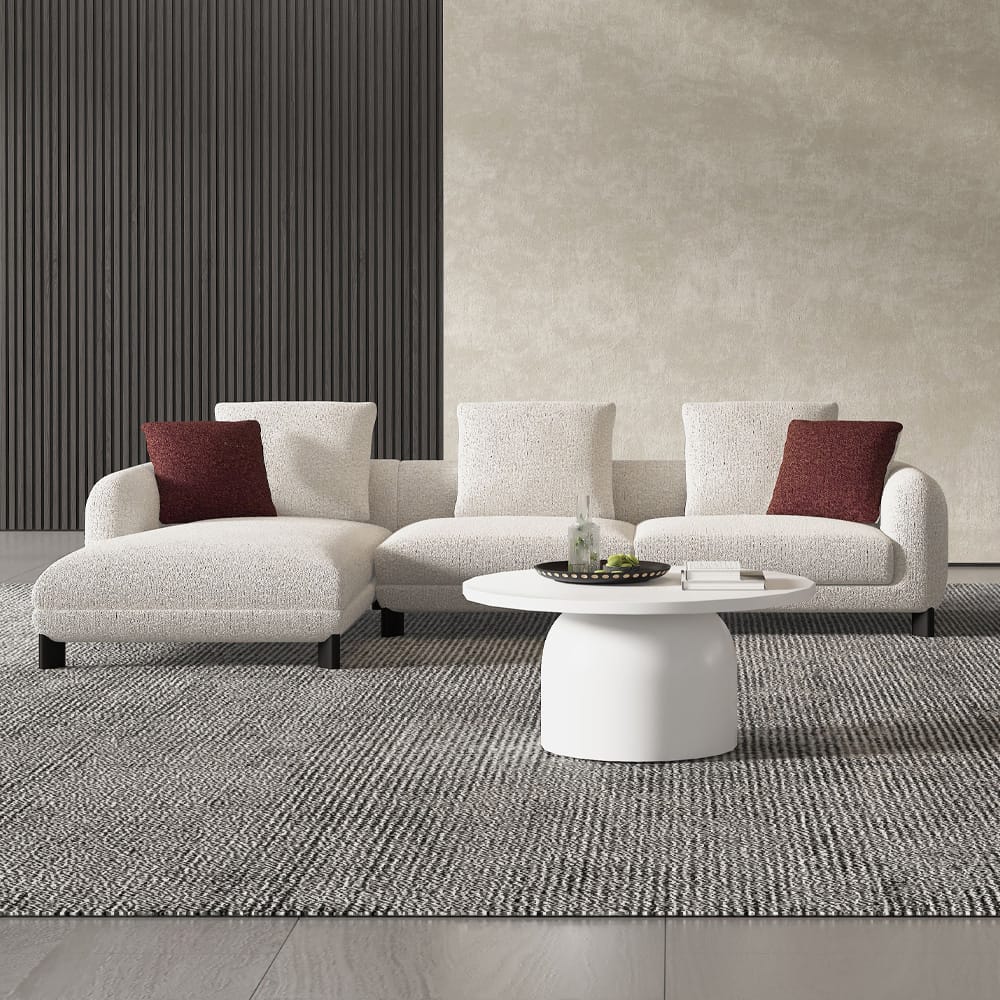 ACME Furniture - Mardi - Sectional Sofa w/6 Pillows - Maroon & Beige Tweed - LV04280 view 6