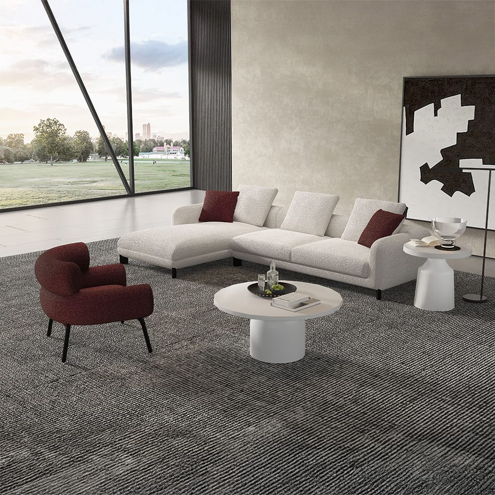 ACME Furniture - Mardi - Sectional Sofa w/6 Pillows - Maroon & Beige Tweed - LV04280 view 7