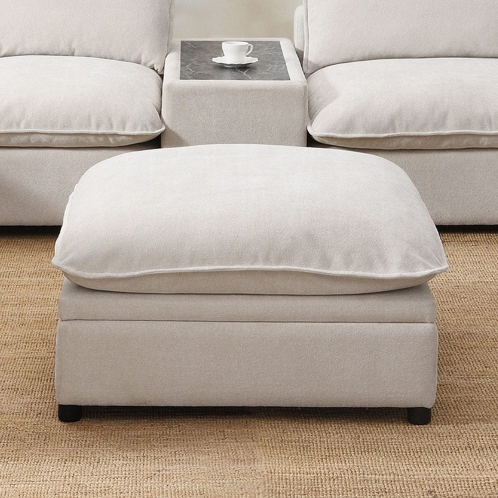 ACME Furniture - Marisa Modular Ottoman w/Storage - Beige Boucle - LV04415 view 6