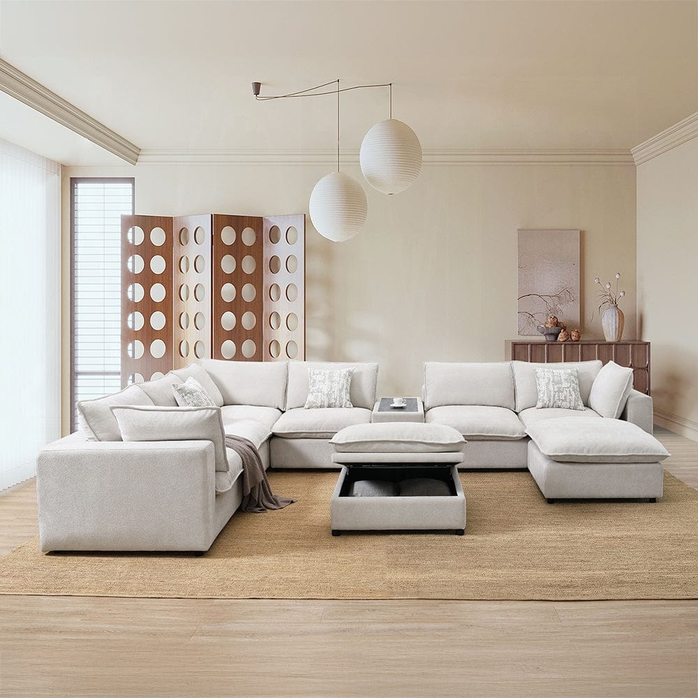 ACME Furniture - Marisa Modular Ottoman w/Storage - Beige Boucle - LV04415 view 7