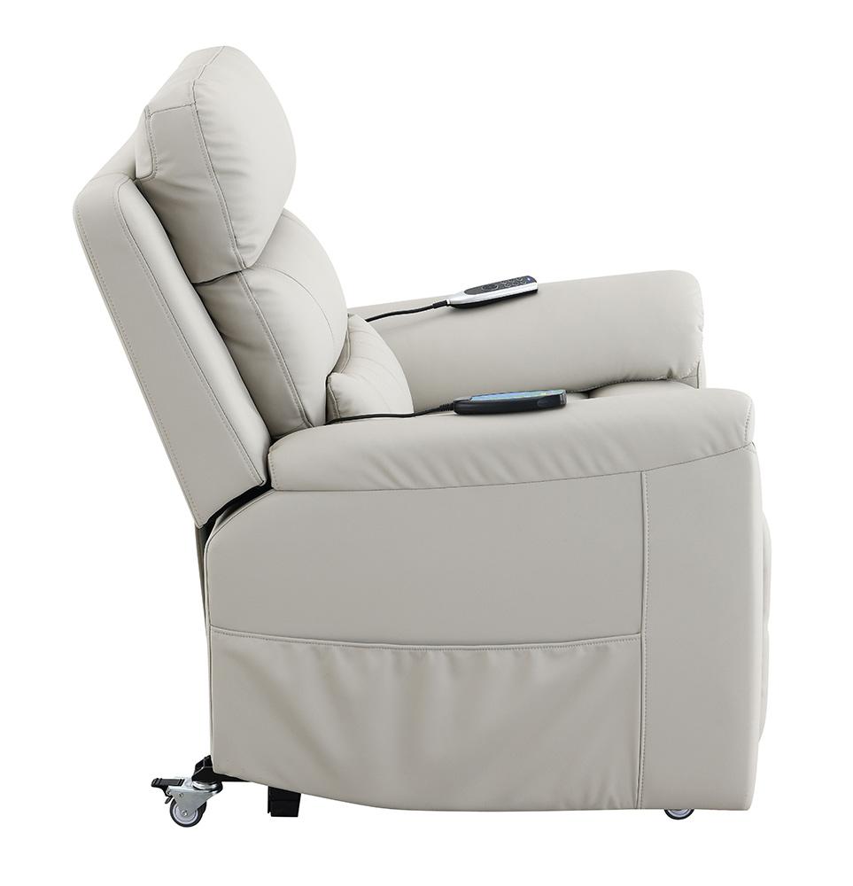 ACME Furniture - Marsha Power Recliner w/Lift & Massage - Light Gray Silicone Synthetic Leather - LV04273 view 2