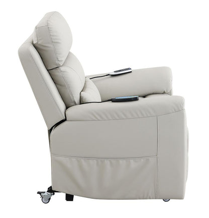ACME Furniture - Marsha Power Recliner w/Lift & Massage - Light Gray Silicone Synthetic Leather - LV04273 view 2