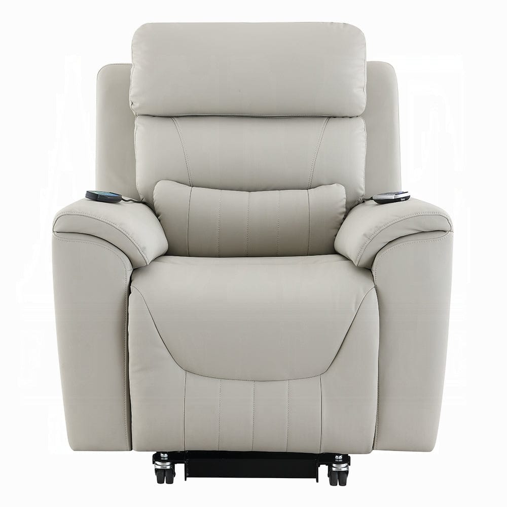 ACME Furniture - Marsha Power Recliner w/Lift & Massage - Light Gray Silicone Synthetic Leather - LV04273 view 5