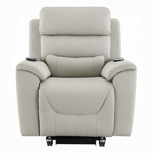 ACME Furniture - Marsha Power Recliner w/Lift & Massage - Light Gray Silicone Synthetic Leather - LV04273 view 5