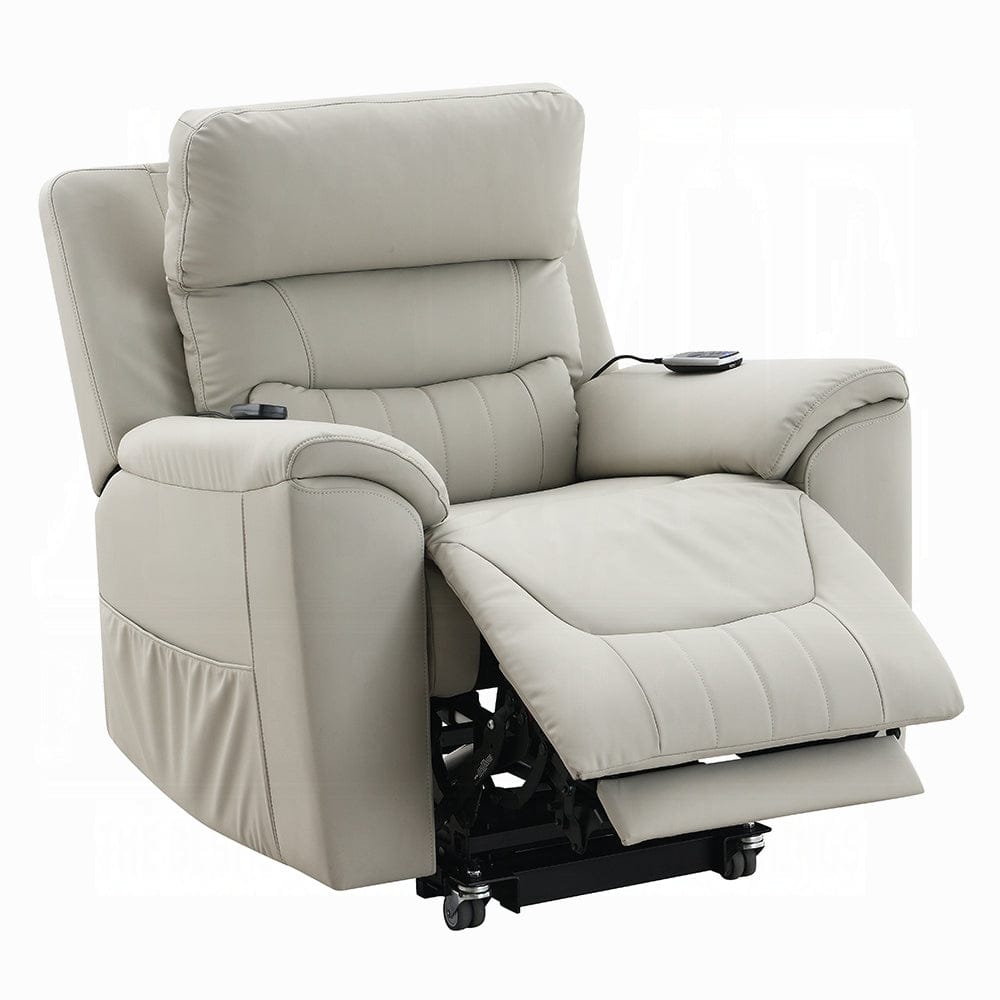 ACME Furniture - Marsha Power Recliner w/Lift & Massage - Light Gray Silicone Synthetic Leather - LV04273 view 6