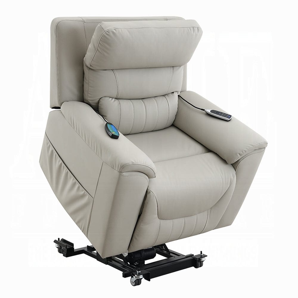 ACME Furniture - Marsha Power Recliner w/Lift & Massage - Light Gray Silicone Synthetic Leather - LV04273 view 7