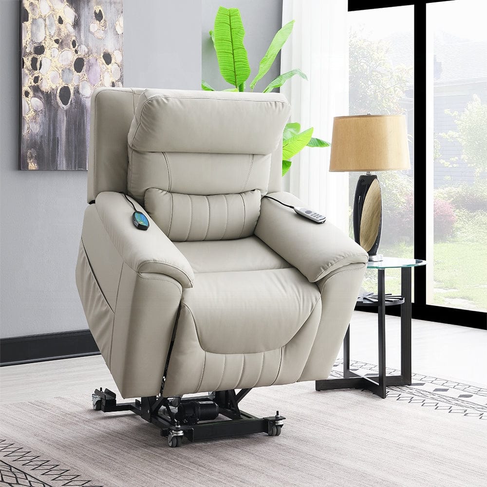 ACME Furniture - Marsha Power Recliner w/Lift & Massage - Light Gray Silicone Synthetic Leather - LV04273 view 8