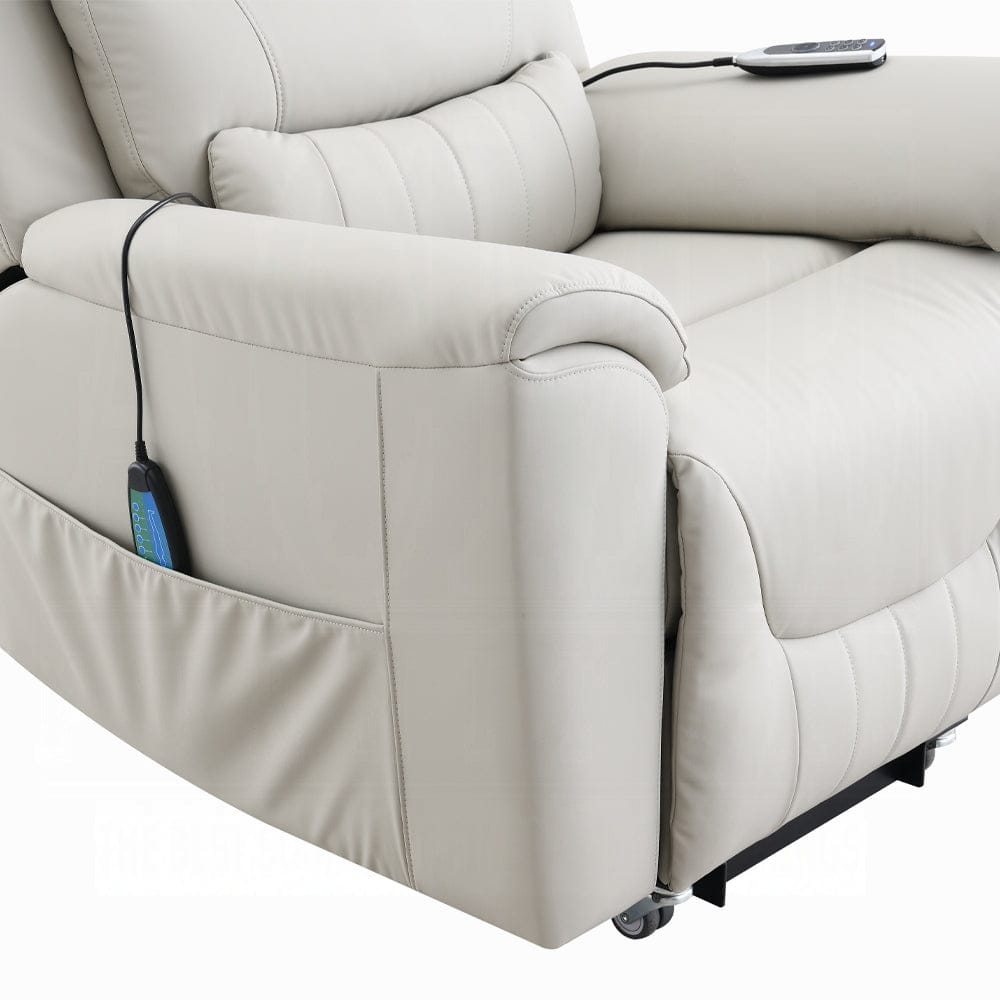 ACME Furniture - Marsha Power Recliner w/Lift & Massage - Light Gray Silicone Synthetic Leather - LV04273 view 11