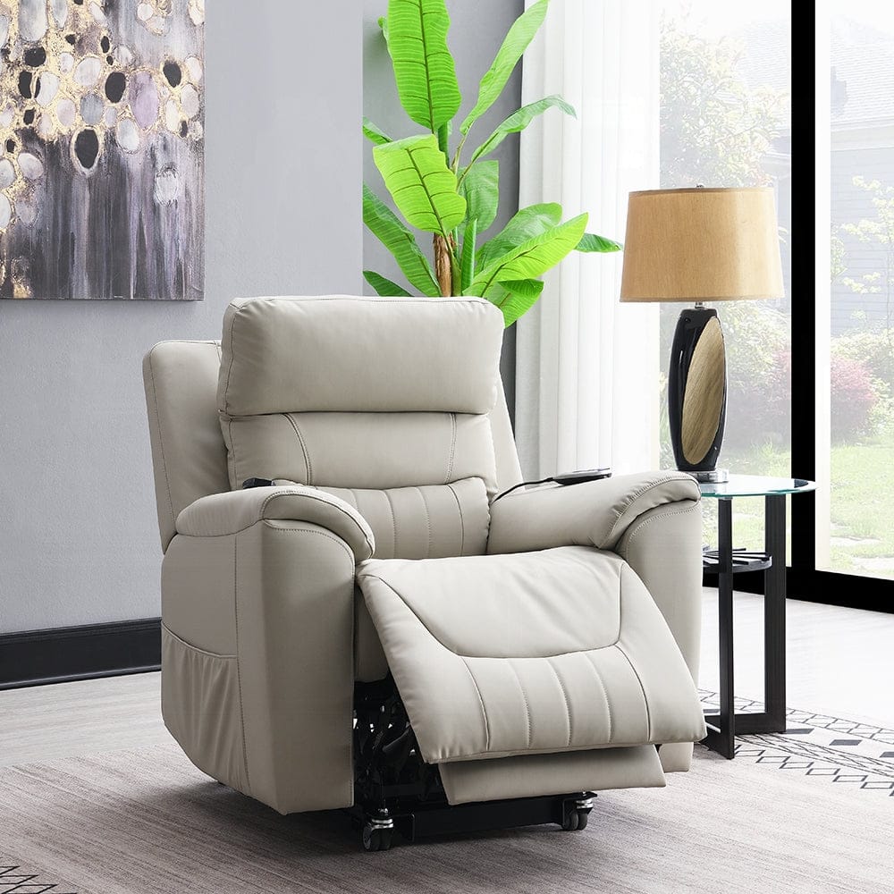 ACME Furniture - Marsha Power Recliner w/Lift & Massage - Light Gray Silicone Synthetic Leather - LV04273 view 12