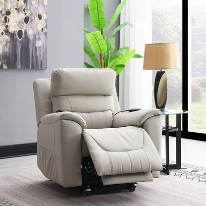 ACME Furniture - Marsha Power Recliner w/Lift & Massage - Light Gray Silicone Synthetic Leather - LV04273 view 12