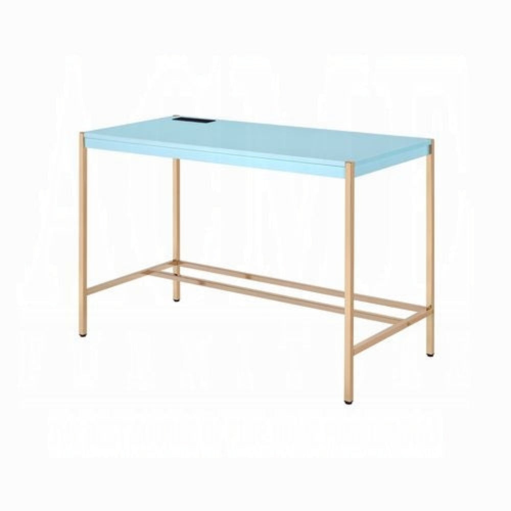 ACME Furniture - Midriaks Writing Desk w/USB - Baby Blue & Gold - OF00023 view 1