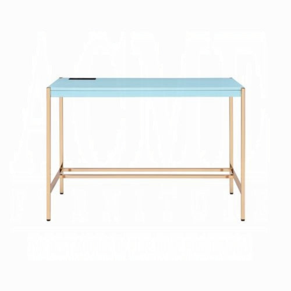ACME Furniture - Midriaks Writing Desk w/USB - Baby Blue & Gold - OF00023 view 2