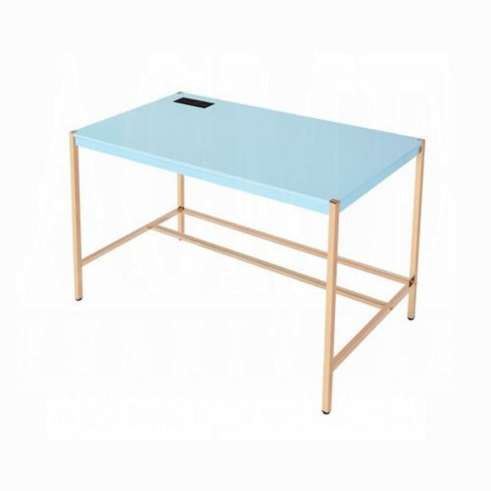 ACME Furniture - Midriaks Writing Desk w/USB - Baby Blue & Gold - OF00023 view 3