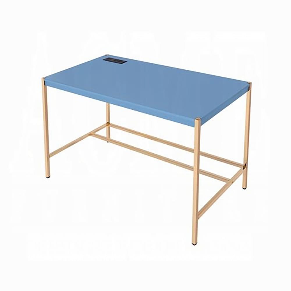 ACME Furniture - Midriaks Writing Desk w/USB - Navy Blue & Gold - OF00022 view 3