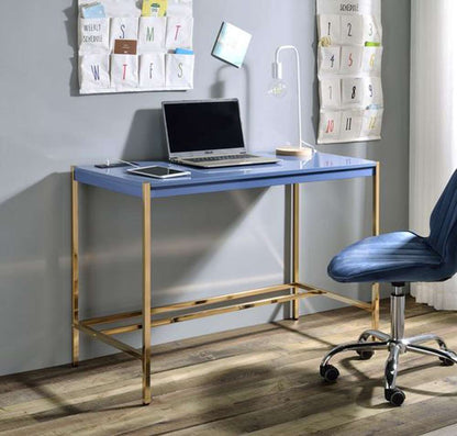 ACME Furniture - Midriaks Writing Desk w/USB - Navy Blue & Gold - OF00022 view 6