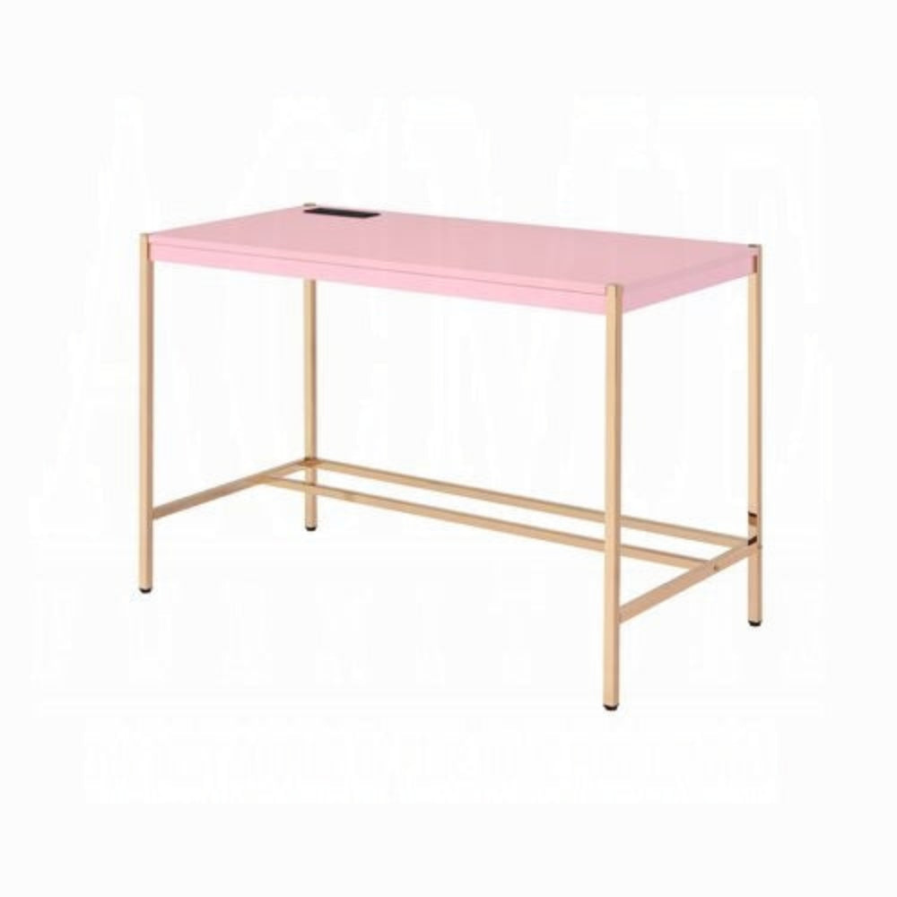 ACME Furniture - Midriaks Writing Desk w/USB - Pink & Gold - OF00024 view 1