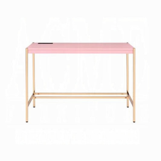 ACME Furniture - Midriaks Writing Desk w/USB - Pink & Gold - OF00024 view 2