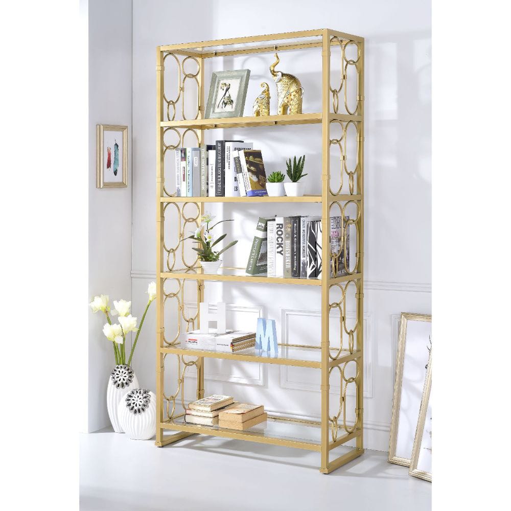 ACME Furniture - Milavera - Bookshelf - Gold & Clear Glass - 92470 view 5