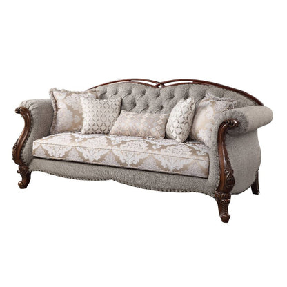 ACME Furniture - Miyeon - Sofa w/5 Pillows - Fabric & Cherry - 55365 view 1