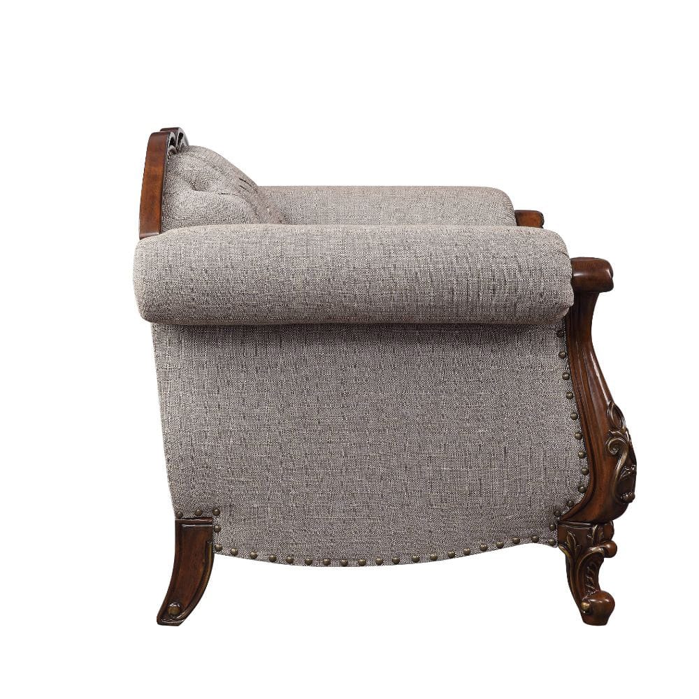 ACME Furniture - Miyeon - Sofa w/5 Pillows - Fabric & Cherry - 55365 view 3