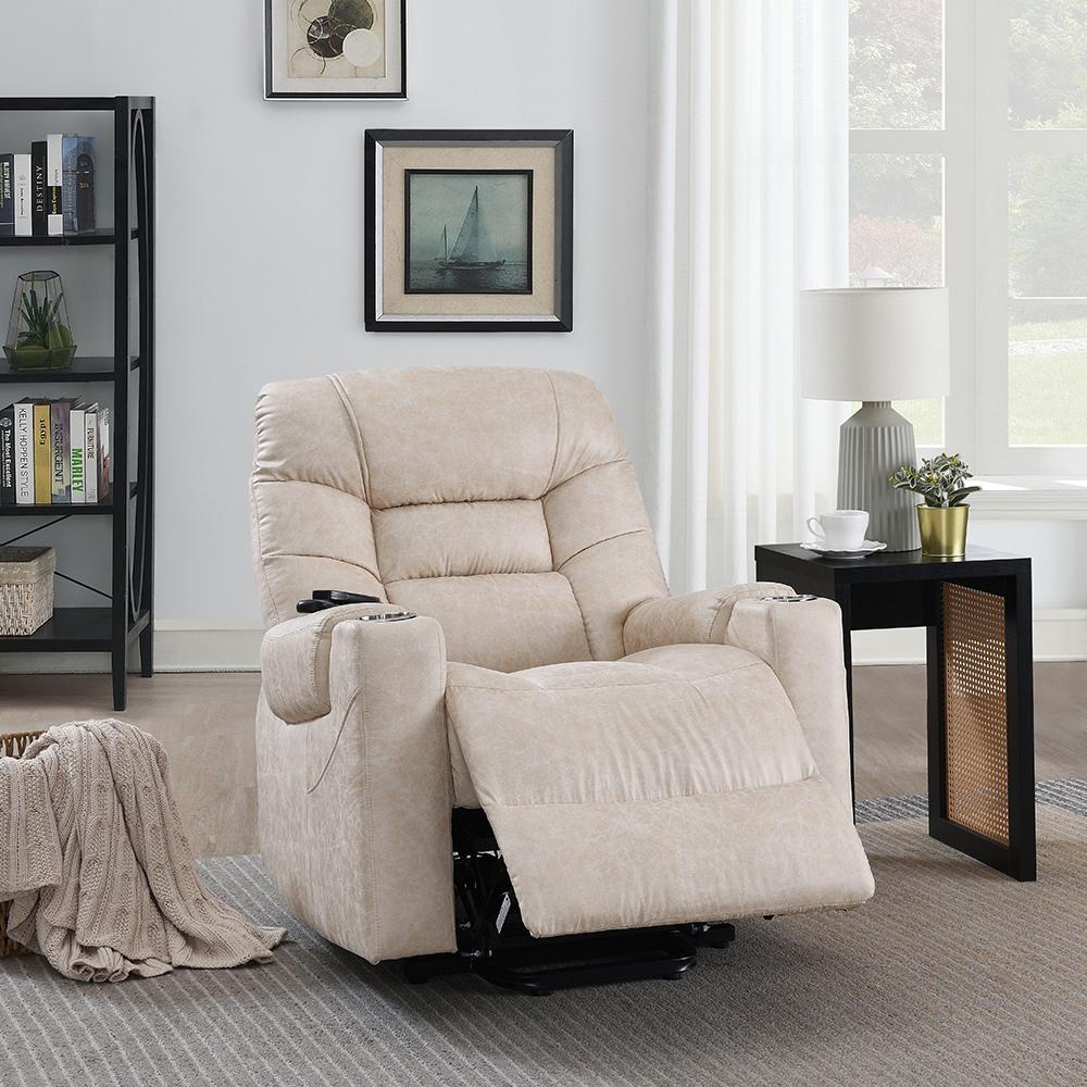 ACME Furniture - Nairi Power Recliner w/Lift, Heating & Massage - Ivory Leather Aire - LV02995 veiw 1