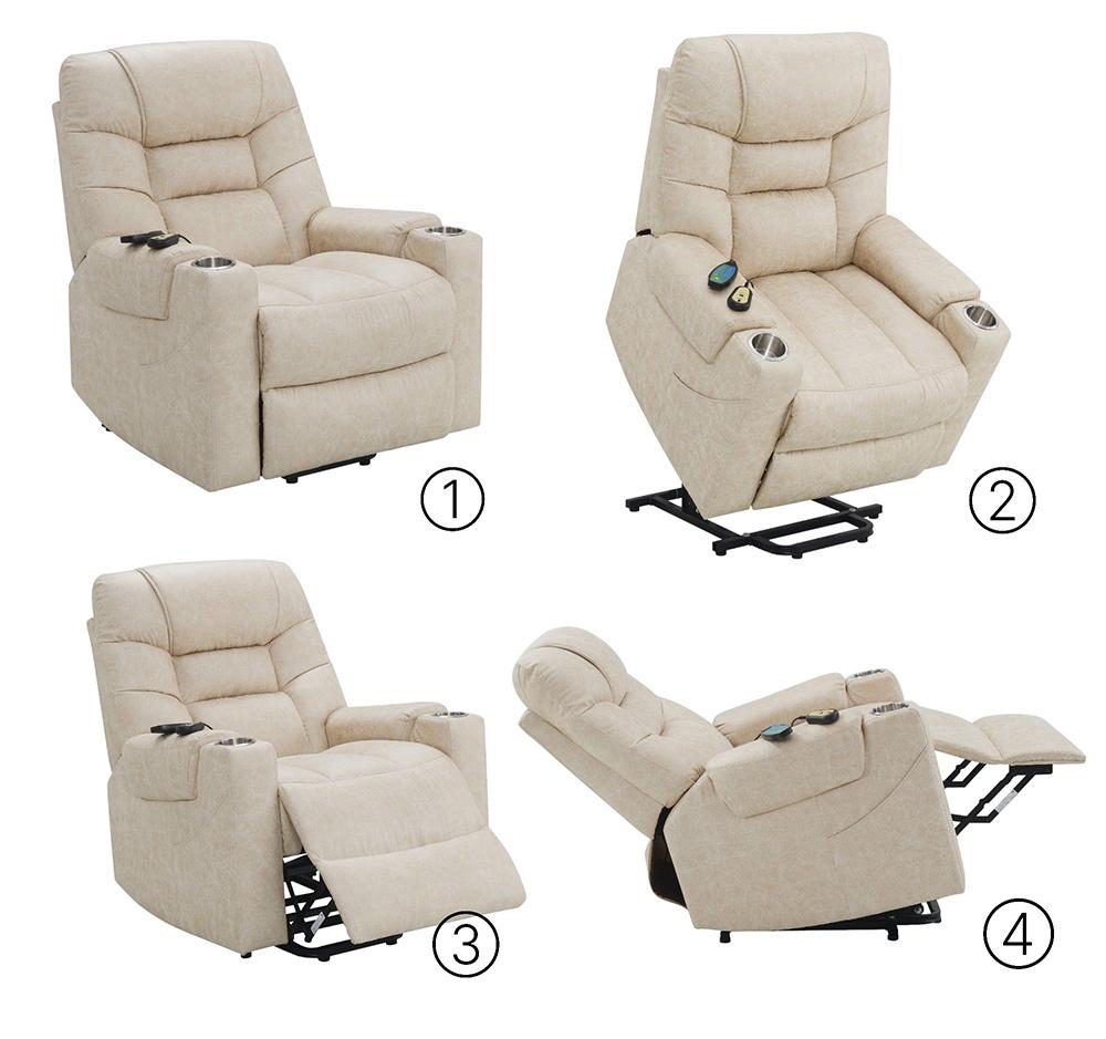 ACME Furniture - Nairi Power Recliner w/Lift, Heating & Massage - Ivory Leather Aire - LV02995 veiw 6