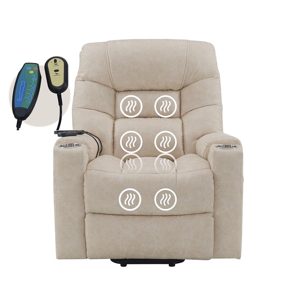 ACME Furniture - Nairi Power Recliner w/Lift, Heating & Massage - Ivory Leather Aire - LV02995 veiw 7