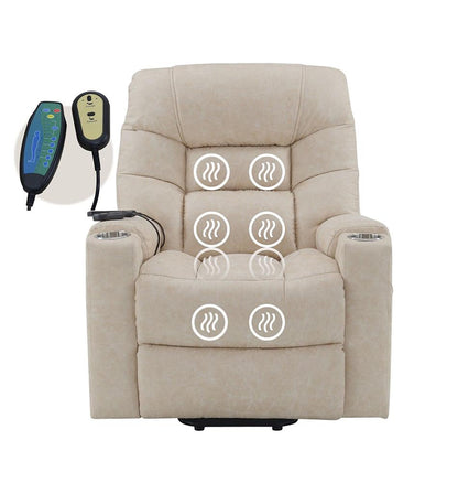 ACME Furniture - Nairi Power Recliner w/Lift, Heating & Massage - Ivory Leather Aire - LV02995 veiw 7