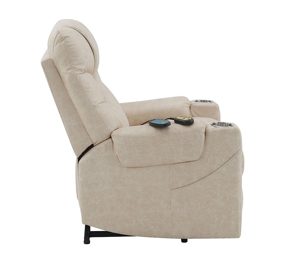 ACME Furniture - Nairi Power Recliner w/Lift, Heating & Massage - Ivory Leather Aire - LV02995 veiw 10