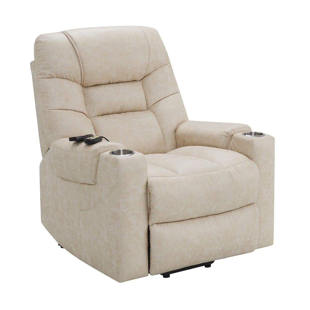 ACME Furniture - Nairi - Power Recliner w/Lift, Heating & Massage - Ivory Polished Microfiber - LV02995A view 1