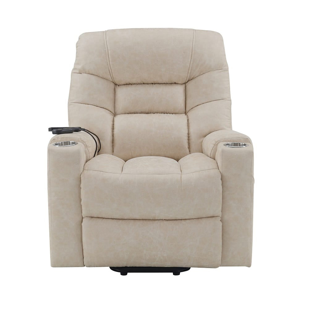 ACME Furniture - Nairi - Power Recliner w/Lift, Heating & Massage - Ivory Polished Microfiber - LV02995A view 2
