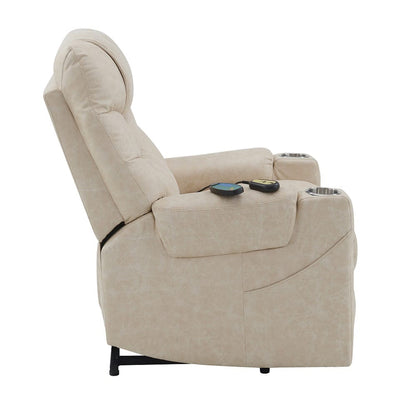 ACME Furniture - Nairi - Power Recliner w/Lift, Heating & Massage - Ivory Polished Microfiber - LV02995A view 3