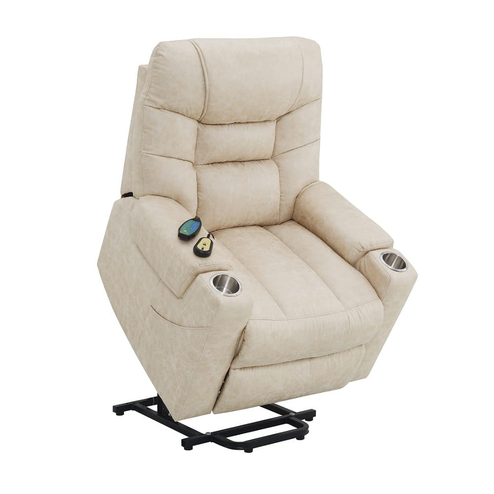 ACME Furniture - Nairi - Power Recliner w/Lift, Heating & Massage - Ivory Polished Microfiber - LV02995A view 7