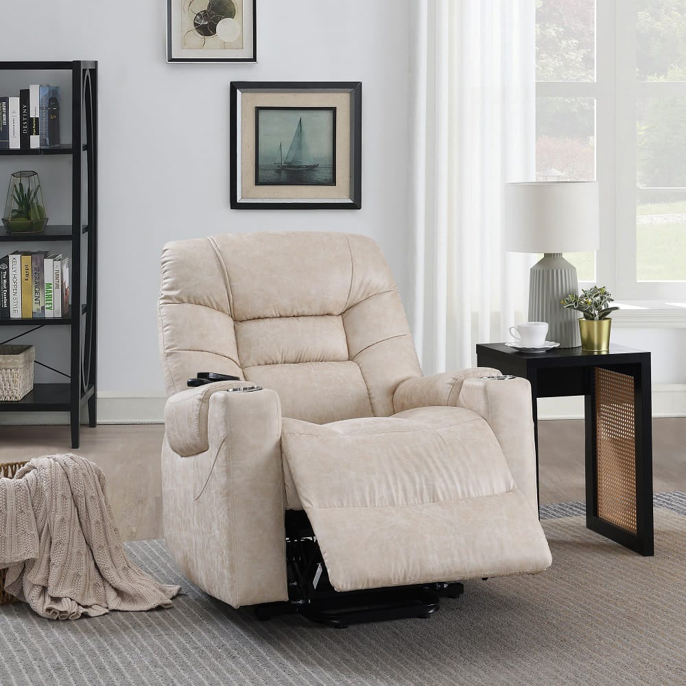 ACME Furniture - Nairi - Power Recliner w/Lift, Heating & Massage - Ivory Polished Microfiber - LV02995A view 11