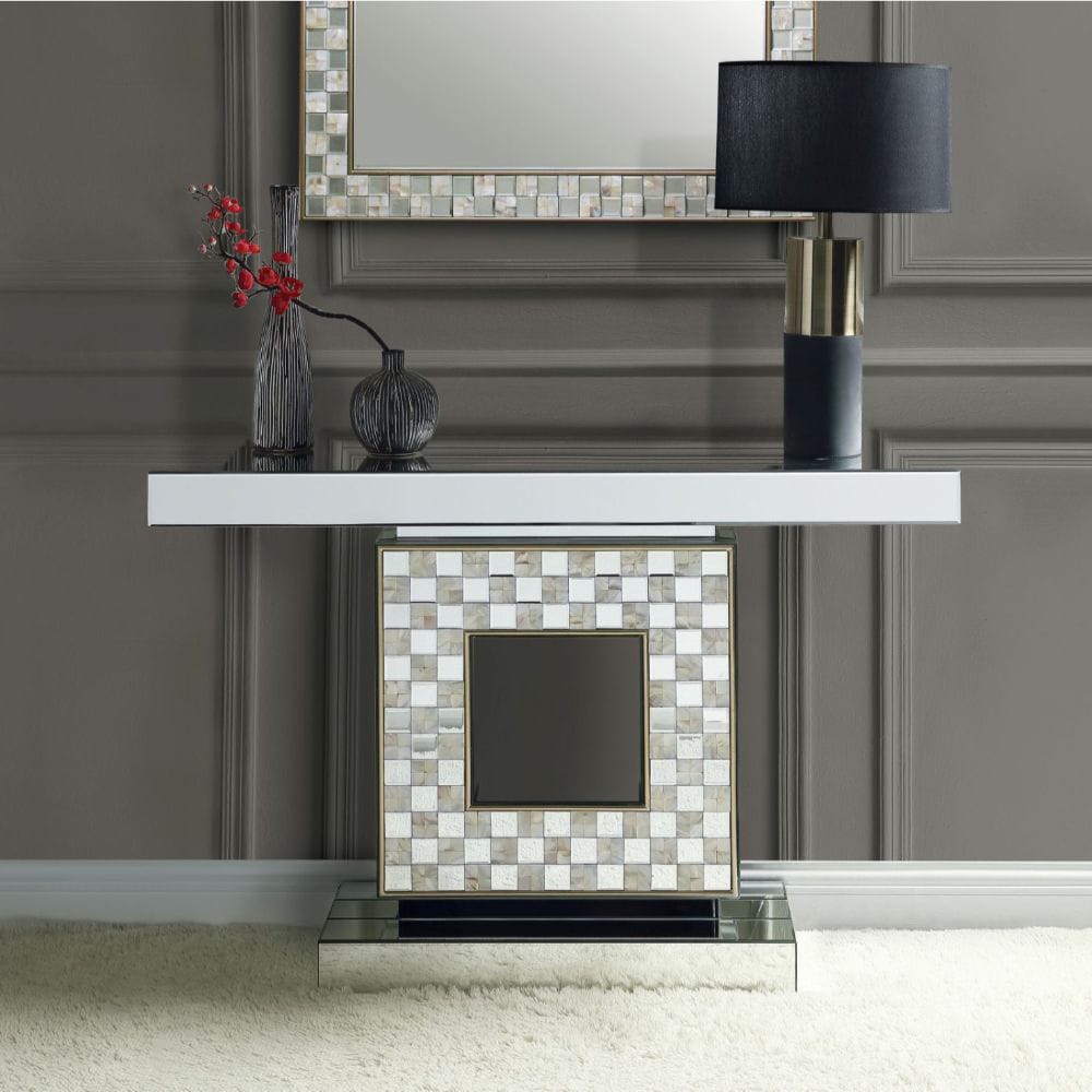 ACME Furniture - Nasa - Console Table - Mirrored & Mother of Pearl - 90500 view 1