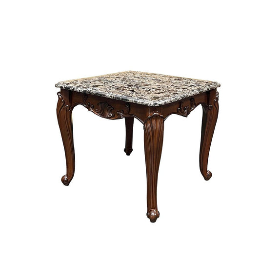 ACME Furniture - Nayla End Table - Natural Marble & Cherry Finish - LV02005 view 1